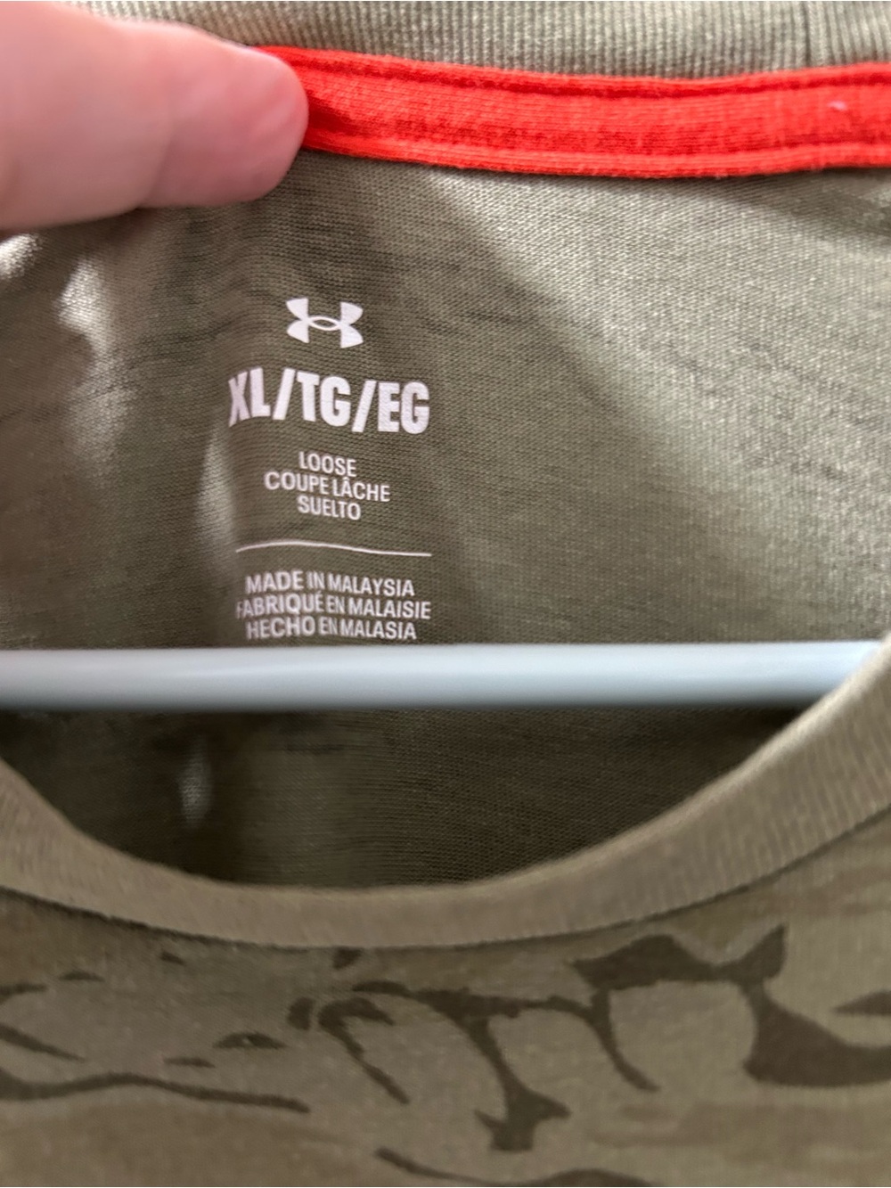 Under Armour Camo Bull Logo Short Sleeve Tee - Olive Green with Tan Accent - Picture 3 of 4